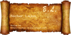 Becher Lajos névjegykártya